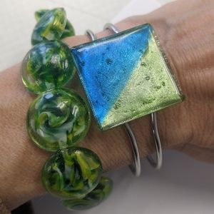 2 VTG GLASS BEAD BRACELETS